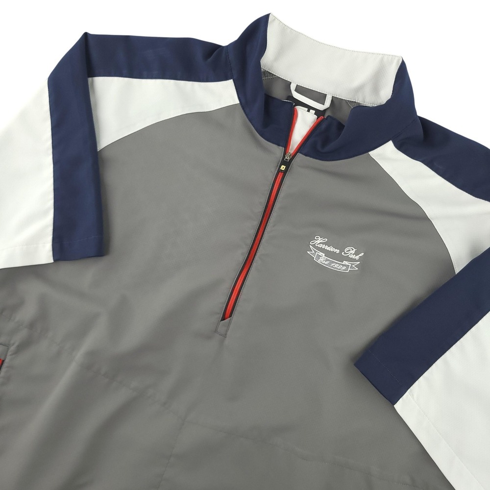 FootJoy Windbreaker Pullover Mens XL Gray 1/4 Zip Golf Jacket Harrison Park Logo